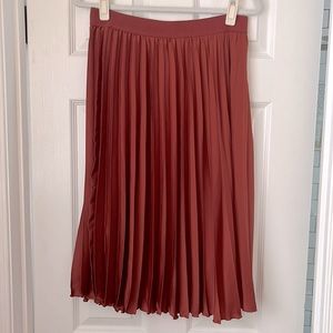 Burnt Orange H&M Pleated Skirt
